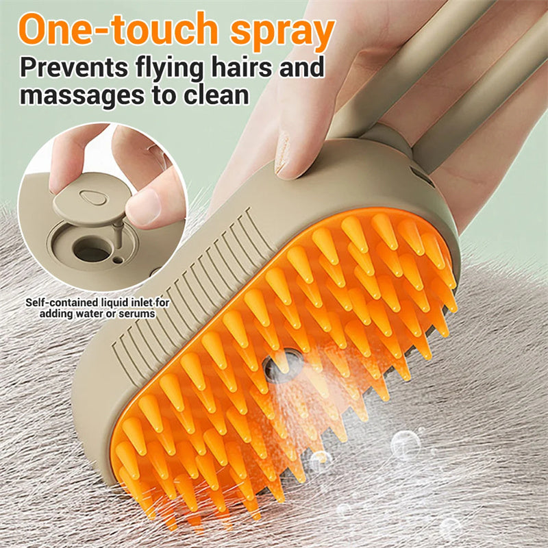 Steam Pet Brush – 3-in-1 Grooming Tool for Cats & Dogs