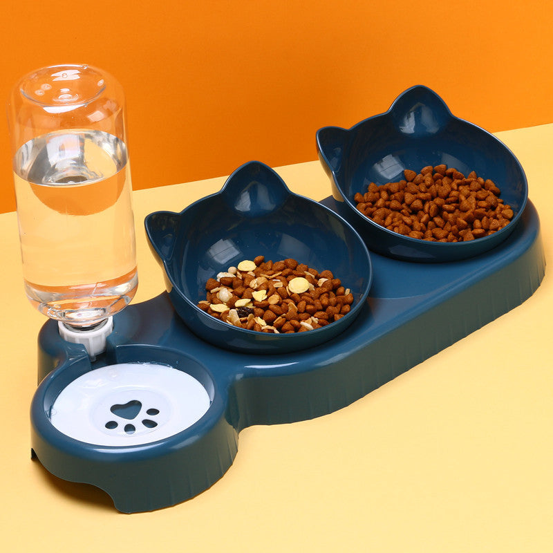 Elevated Double Pet Bowl with Automatic Water Dispenser