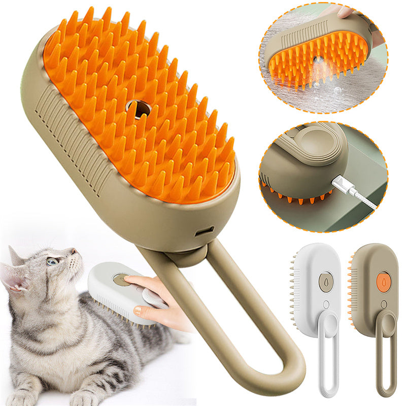Steam Pet Brush – 3-in-1 Grooming Tool for Cats & Dogs